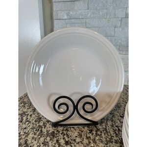Fiesta White Dinner Plates Set Of 8 Homer Laughlin 10.5" Fiestaware Made In USA